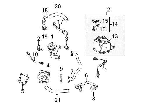 1998 Lexus ES300 EGR System Valve Assembly, E.G.R Diagram for 25620-20030