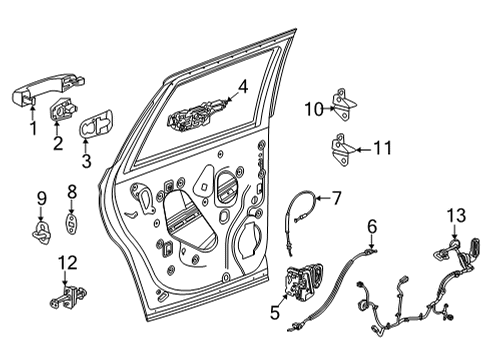 2022 GMC Yukon Front Door CABLE ASM-RR S/D I/S HDL Diagram for 23506174