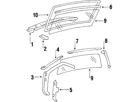 1985 Pontiac T1000 Windshield Glass, Cowl Arm Asm, Windshield Wiper Diagram for 20348265