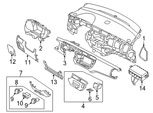 2013 Kia Rio Cluster & Switches, Instrument Panel Panel Assembly-Cluster Facia Diagram for 848301W050AK5
