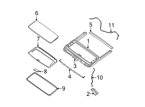 2021 Nissan Frontier Sunroof Lid Assy-Sunroof, Slide Diagram for 91210-9BD0A