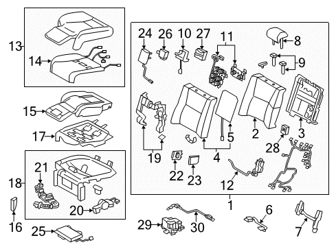 2014 Lexus LS600h Rear Seat Components Bracket, Air Duct Diagram for 87214-50090