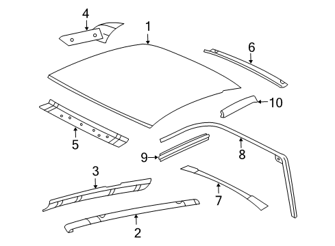 1997 Chevrolet Cavalier Roof & Components, Exterior Trim Weatherstrip Asm-Roof Side Rail Diagram for 22658004