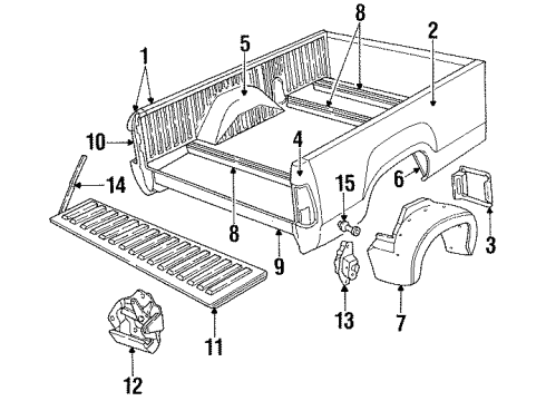 1990 Dodge W150 Tail Gate, Front Panel, Floor Handle Diagram for 55074662