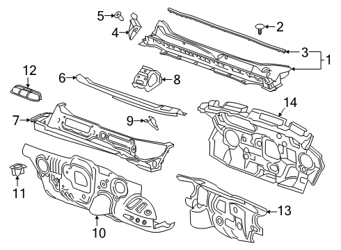 2021 Chevrolet Blazer Cowl Insulator Diagram for 84622067