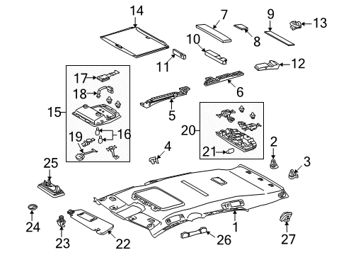 2014 Lexus RX450h Bulbs Sunvisor Holder Diagram for 74348-33040-C0