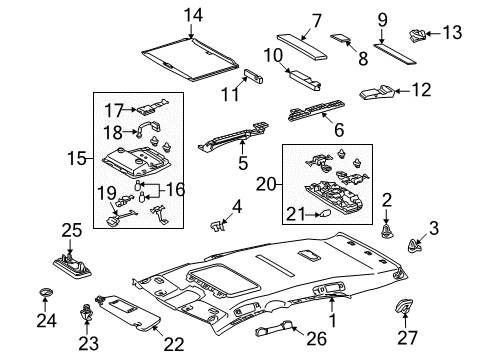 2014 Lexus RX450h Bulbs Cover, Visor Bracket Diagram for 74317-60020-C0