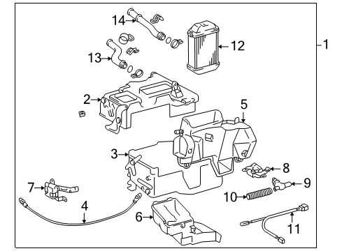 1999 Toyota 4Runner Heater Core & Control Valve Heater Core Connector Diagram for 87156-35040