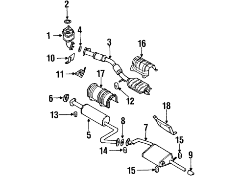 1999 Daewoo Lanos Exhaust Components Muffler Insulator Diagram for 96181437