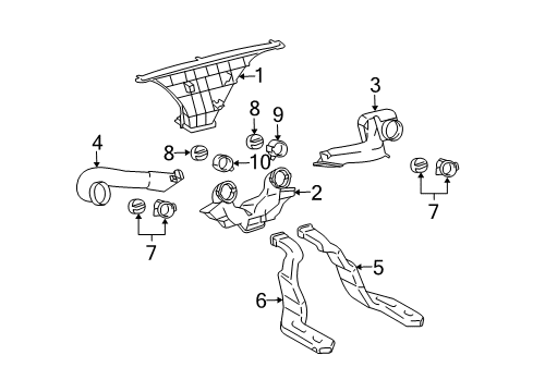 2004 Scion xA Ducts Center Duct Diagram for 55844-52090
