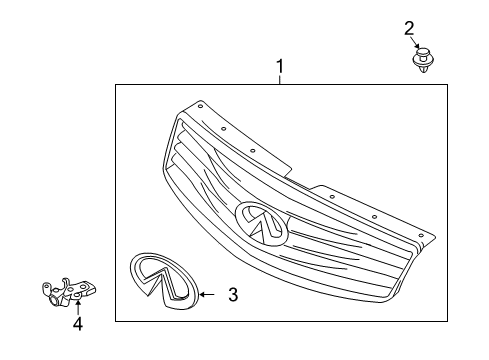 2008 Infiniti EX35 Parking Aid Front Grille Assembly Diagram for 62070-1BA1B