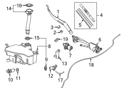 2019 Lexus IS350 Wiper & Washer Components Jar, Washer, A Diagram for 85315-53170