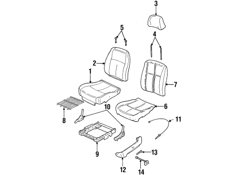 1997 Oldsmobile Cutlass Front Seat Components Recliner Asm, Driver Seat Inner Diagram for 12458602