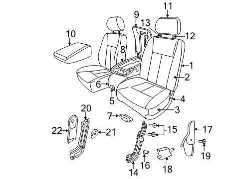 2005 Dodge Dakota Front Seat Components Front Seat Cushion Diagram for 1BJ681D5AA