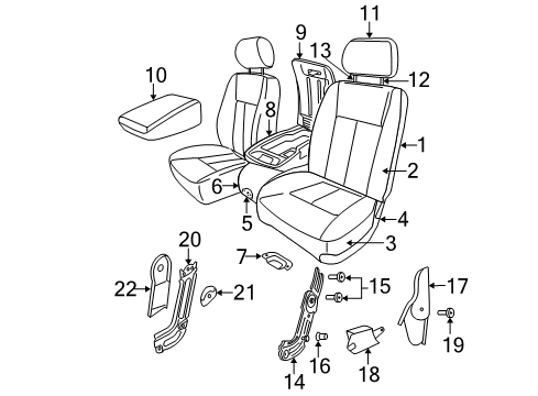 2007 Dodge Dakota Front Seat Components Front Seat Cushion Diagram for 1FX701D5AA