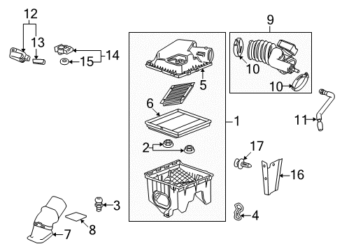 2011 Cadillac SRX Air Intake PCV Hose Diagram for 12630821