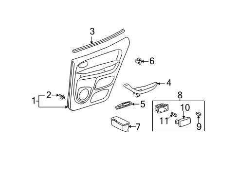 2004 Toyota Tundra Rear Door Weatherstrip Diagram for 68173-0C030