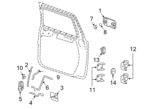 2006 Hummer H2 Front Door - Lock & Hardware Front Side Door Lock Assembly Diagram for 15277648