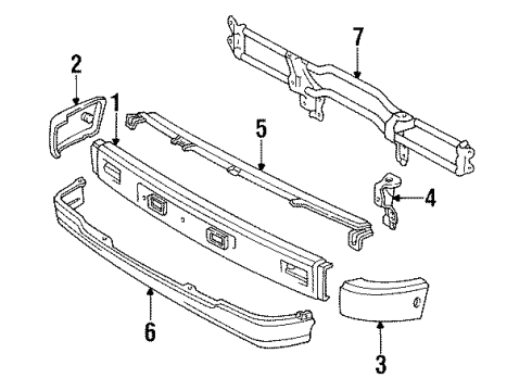 1988 Toyota Pickup Front Bumper Face Bar End Diagram for 52103-89106