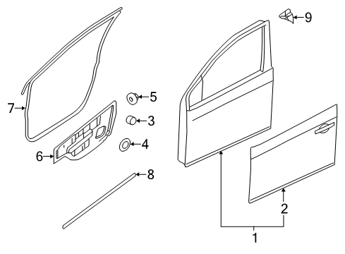 2018 Nissan Sentra Front Door WEATHERSTRIP Front Door RH Diagram for 80830-4AF2A