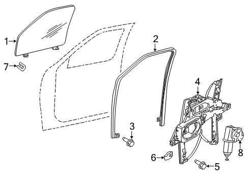 2012 Lincoln Navigator Front Door Run Channel Diagram for 8L1Z-7821597-AC