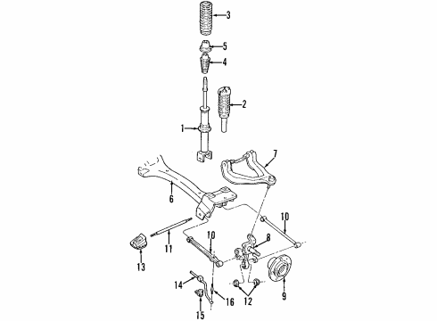 1997 Chrysler Sebring Rear Suspension Components, Lower Control Arm, Upper Control Arm, Stabilizer Bar Hub-Brake Diagram for 4616263AA