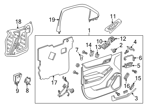 2017 GMC Yukon XL Interior Trim - Front Door Lock Knob Bezel Diagram for 22994566