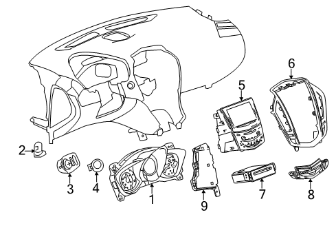 2015 Cadillac SRX Cluster & Switches, Instrument Panel Mount Panel Diagram for 20969314