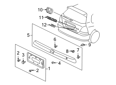 2003 Honda Civic Exterior Trim - Lift Gate Nut-Washer (5MM) Diagram for 94071-05080