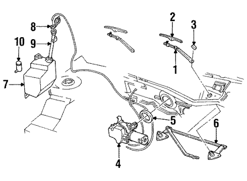 1995 Chevrolet Beretta Wiper & Washer Components Container Kit, Windshield Washer Solvent Diagram for 12362536