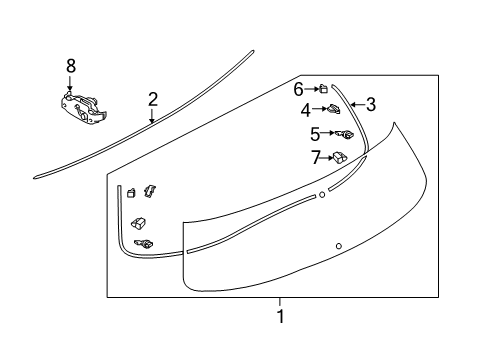 2020 Infiniti QX80 Lift Gate - Glass & Hardware Fastener-Back Door Glass, A Diagram for 90318-1LA0A