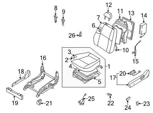 2003 Infiniti QX4 Front Seat Components Front Seat Slide Switch Knob, Right Diagram for 87012-C9906