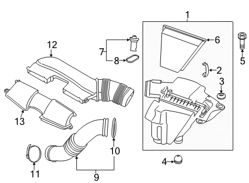2014 BMW X1 Powertrain Control Air Duct With Air Resonator Diagram for 13717632501