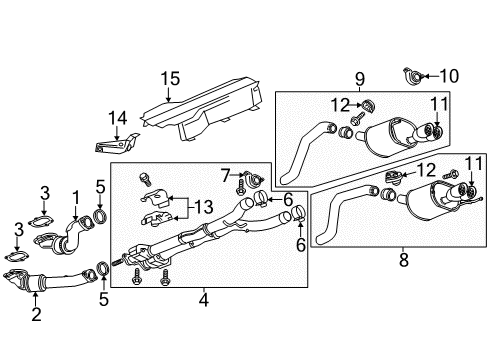 2018 Chevrolet Corvette Exhaust Components Muffler & Pipe Diagram for 84678995