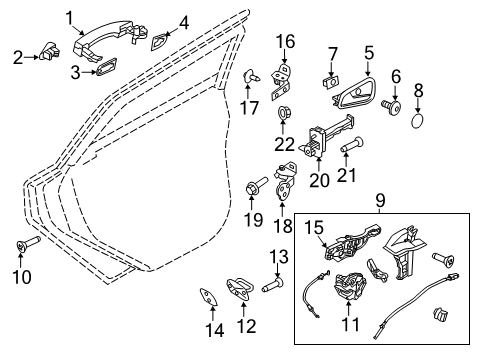 2015 Ford Focus Rear Door - Lock & Hardware Handle, Inside Diagram for CV6Z-5422600-DA