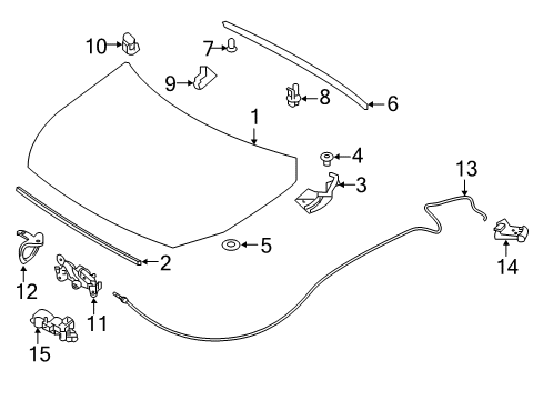 2017 Infiniti QX30 Hood & Components Bracket-Hood Support Rod Diagram for 65715-5DA0B