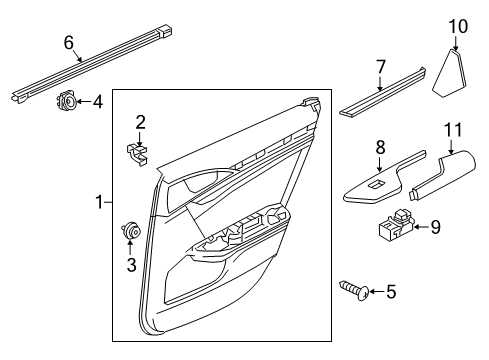 2018 Honda Civic Rear Door Weatherstrip, L RR Door Diagram for 72875-TBA-A01