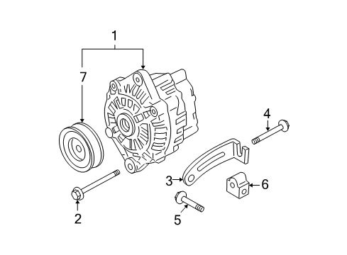 2008 Hyundai Accent Alternator Generator Assembly Diagram for 37300-22700