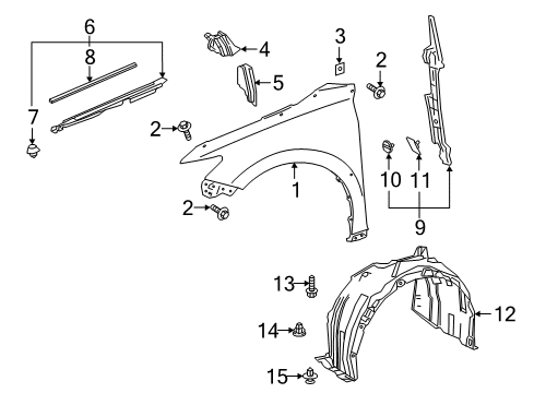 2018 Toyota Camry Fender & Components Fender Liner Diagram for 53806-33090