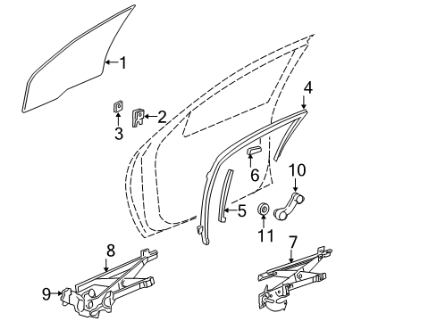 1997 Chevrolet Cavalier Rear Door Channel Asm-Front Side Door Window Diagram for 22729847