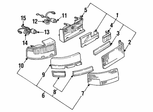 1993 Cadillac Seville Combination Lamps Socket, Rear Side Marker Lamp Diagram for 12125910