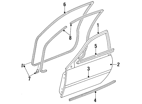 1994 Ford Aspire Front Door Regulator Diagram for F4BZ5823200A