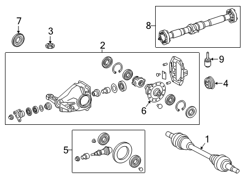 2020 Lexus LS500 Axle & Differential - Rear STOPPER, Differential Diagram for 41653-11010