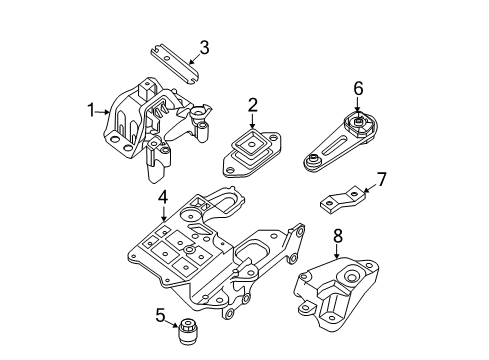 2007 Nissan Sentra Engine & Trans Mounting Engine Mounting Bracket, Left Diagram for 11253-ET000