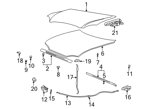 2001 Hyundai Sonata Hood & Components Latch Assembly-Hood Diagram for 81130-38000