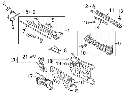 2021 Toyota RAV4 Prime Cowl Dash Panel Diagram for 55101-42590