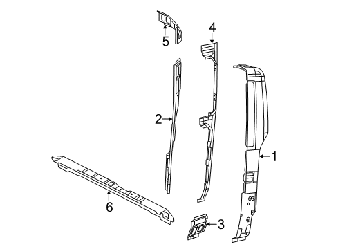 2020 Ram ProMaster 2500 Rear Body REINFMNT-D Pillar Upper Diagram for 68167613AA