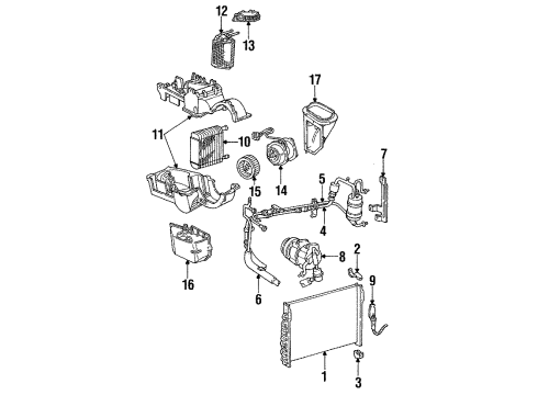 1995 Ford Taurus Condenser, Compressor & Lines, Evaporator & Heater Components AC Hose Diagram for F4DZ-19D734-B