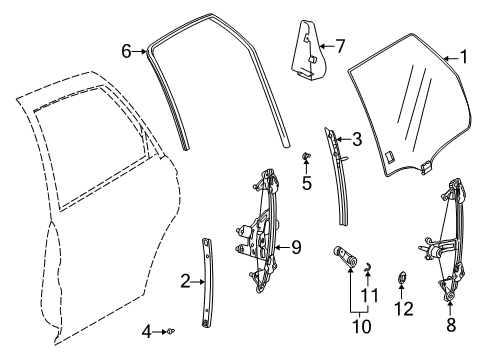 2001 Saturn LW300 Rear Door Weatherstrip, Rear Side Door Front Auxiliary Diagram for 24419435