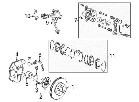 2005 Acura RSX Anti-Lock Brakes Caliper Sub-Assembly, Right Front (Reman) Diagram for 45018-S7A-J02RM